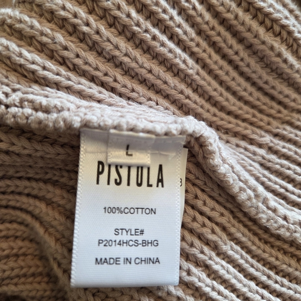 Pistola Taylor Ribbed Cropped Sweater Women's Tabbed Sleeves Blushing Size Large - Picture 11 of 11